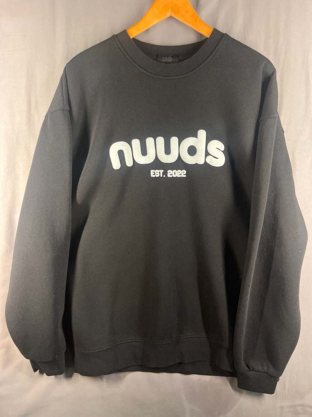 nuuds Birthday Sweatshirt Olive Size L Oversized Crewneck Pullover Sweatshirt wi